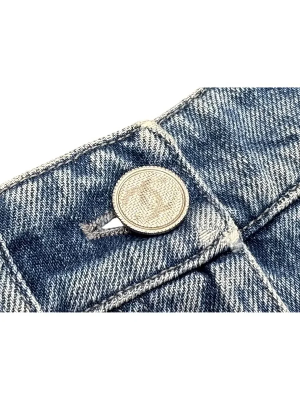 Chanel Denim Shorts CC Logo Indigo Blue